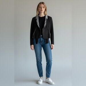 Chic Black and Gray Women's Blazer